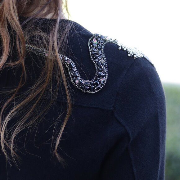 NWT - Zadig & Voltaire Puky Cows Snake Beads Cardigan BLACK✨ - Picture 10 of 14